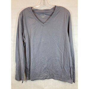 Everyday Elegance: Women's Large Gray Long Sleeve Casual Shirt